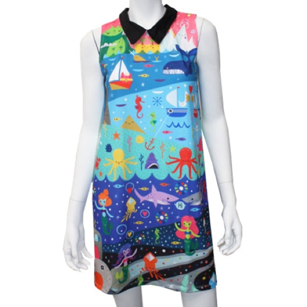 2014 Japan LA for Crowded Teeth underwater cosmos print dress size XS